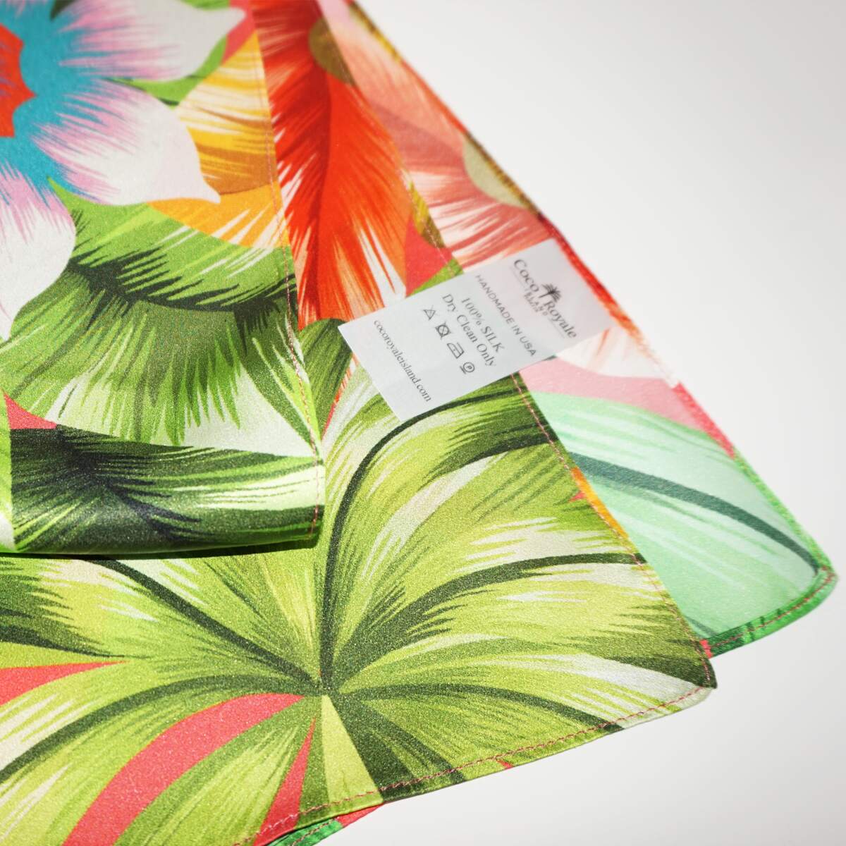 Tropical Paradise. Artisan Italian Silk Scarf. Handmade in USA