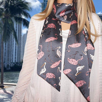Pink Flamingos. Arisan Oversized Viscose Scarf. Handmade in USA