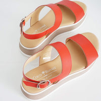 Stefania Platform Sandals, Red Coral