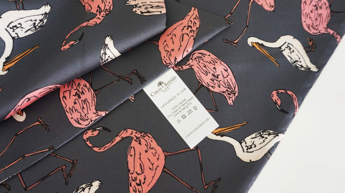 Pink Flamingos. Arisan Oversized Viscose Scarf. Handmade in USA