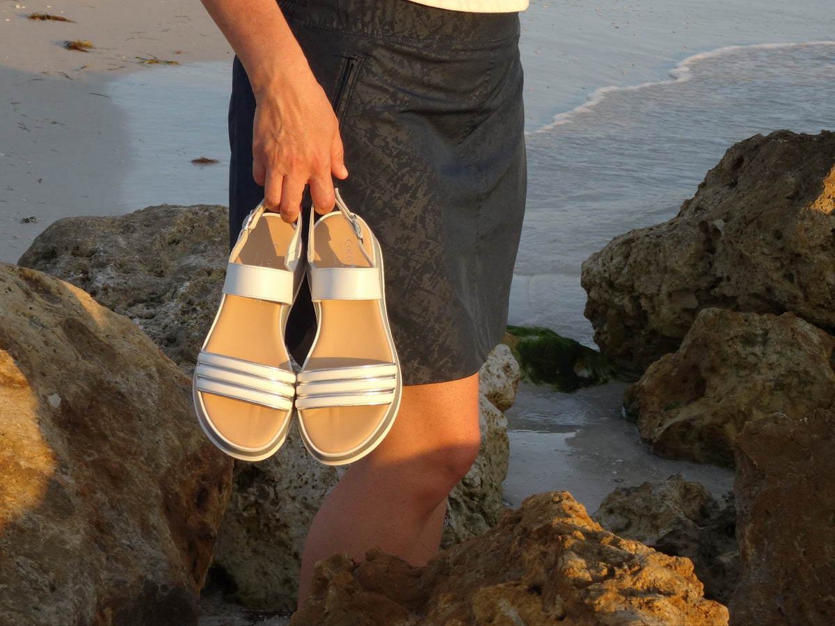 Anetta  Platform Sandals, White Silver