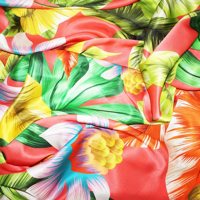Tropical Paradise. Artisan Italian Silk Scarf. Handmade in USA