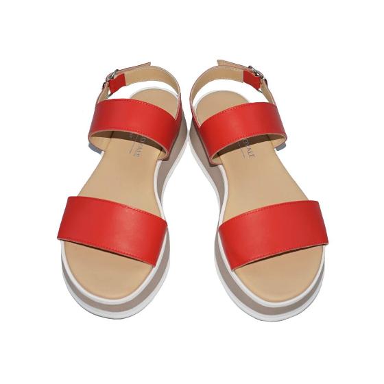 Stefania Platform Sandals, Red Coral